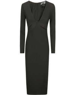Versace Jeans Couture Couture V-Neck Midi Dress - Black
