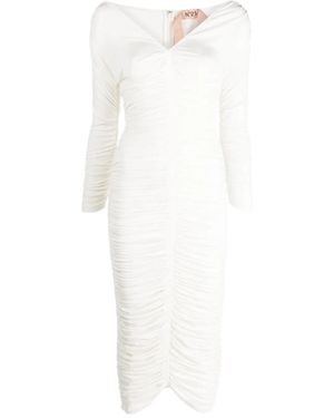 N°21 Ruched-Bodice Midi Dress - White