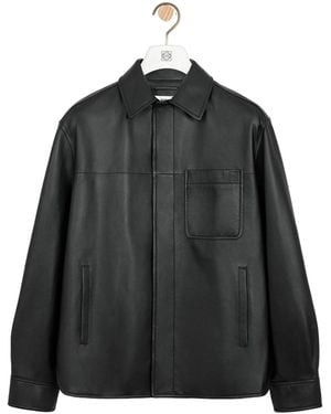 Loewe Curved Hem Leather Shirt - Black