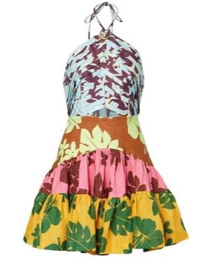 ALÉMAIS Poppy Printed Halterneck Minidress - White