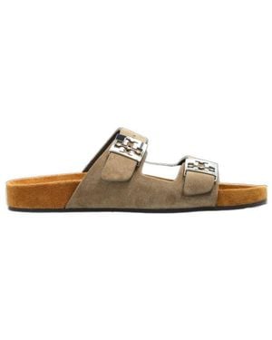 Tory Burch Suede Slides Mellow - Brown