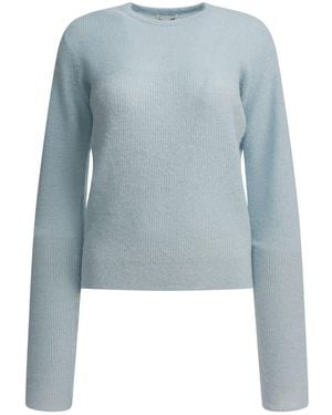 AURALEE Long-Sleeved Crew Neck Knit Sweater - Blue