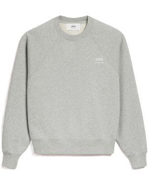 Ami Paris Logo Detailed Crewneck Sweatshirt - Grey