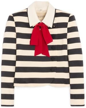 Valentino Maxi Barré Cotton Satin Jacket - Red
