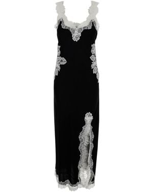Gold Hawk Lace-Trim Slip Dress - Black