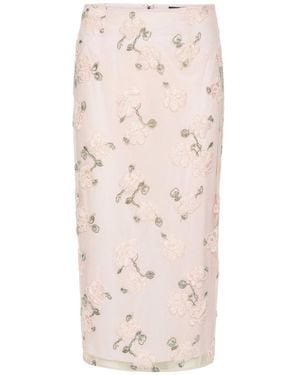 ROTATE BIRGER CHRISTENSEN Sequin Embellished Pencil Skirt - Natural