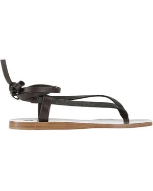 Brunello Cucinelli Leather Flip-Flops - Brown