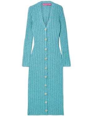 The Elder Statesman Ribbed Midi Dress - Blue