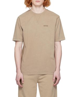 BOSS Round Collar Logo T-Shirt - Natural