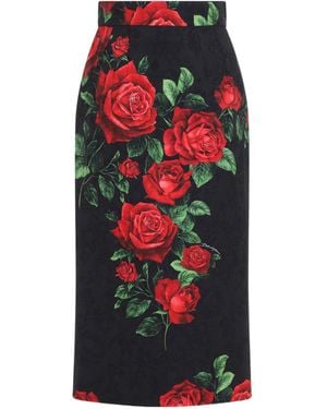 Dolce & Gabbana Floral Midi Skirt - Red