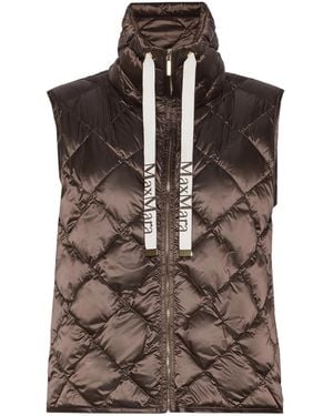 Max Mara Diamond-Patterned Water-Repellent Canvas Padded Gilet - Brown