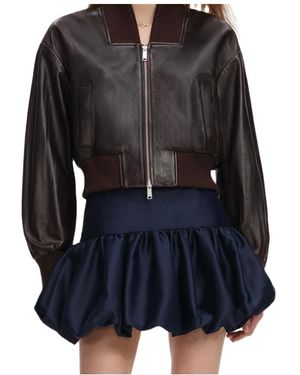 Self-Portrait Long-Sleeved Leather Jacket - Black