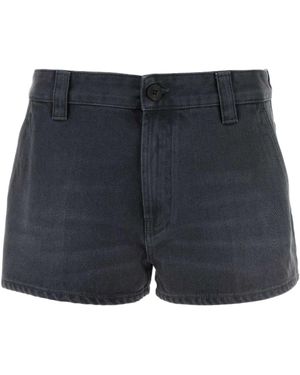 Miu Miu Logo-Detailed Shorts - Blue