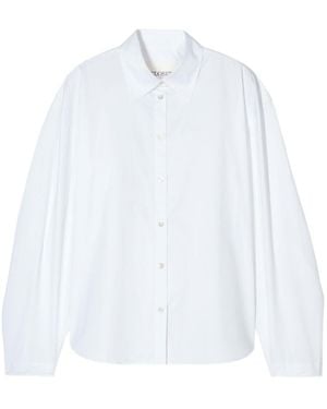 Closed Pleated-Sleeve Shirt - White