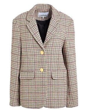 Ganni Single-Breasted Blazer - Grey