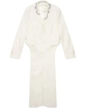 Simone Rocha Collared Wool Blend Coat - White