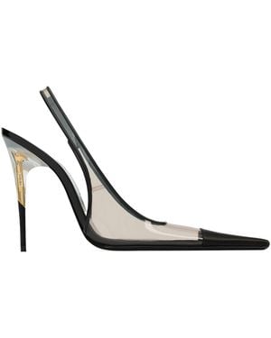 Saint Laurent Romy 110 Slingback Heeled Pumps - White