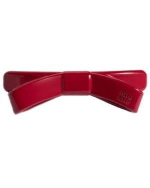 Miu Miu Enameled Metal Hair Clip - Red