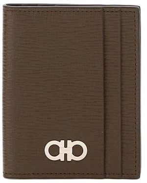 Ferragamo Bi-Fold Leather Card Holder - Brown