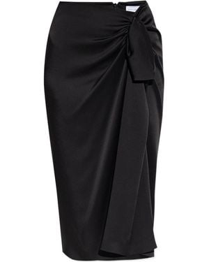 Stella McCartney Gathered Satin Midi Skirt - Black