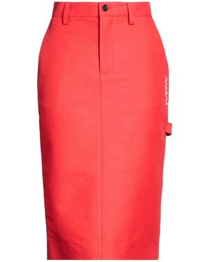 Marni Solid Canvas Midi Skirt - Red