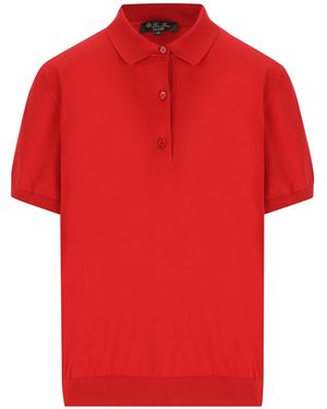 Loro Piana Short-Sleeve Knitted Polo Top - Red