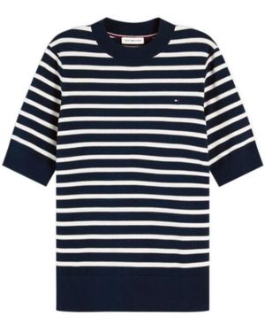 Tommy Hilfiger Fine Knit Jersey Short Sleeve Jumper - Blue