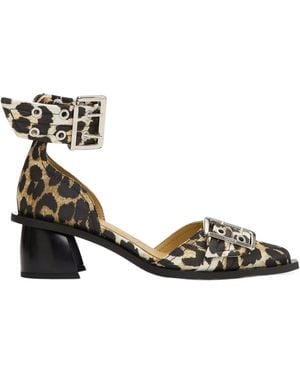 Ganni Block Heel Court Shoes - Metallic