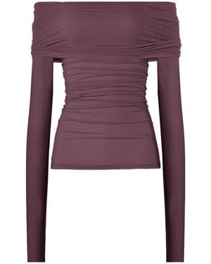 Wolford Draped Long-Sleeve Top - Purple