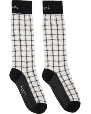 Marni Plaid Logo Socks - Black