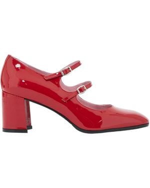 CAREL PARIS Carel Alice Mary Jane Block Heel Court Shoes - Red