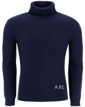 A.P.C. Turtleneck Long-Sleeved Sweater - Blue