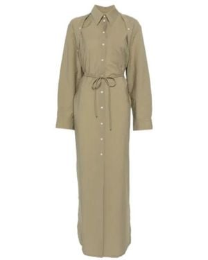 Nanushka Erisha Button-Detail Maxi Shirt Dress - Natural