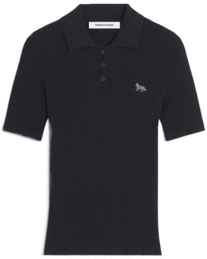 Maison Kitsuné Maison Kitsuné Baby Fox Ribbed Polo Shirt - Blue