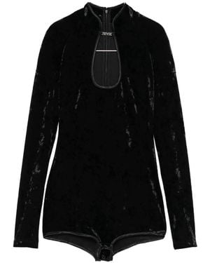 Versace Jeans Couture Keyhole-Neck Long-Sleeves Bodysuit - Black
