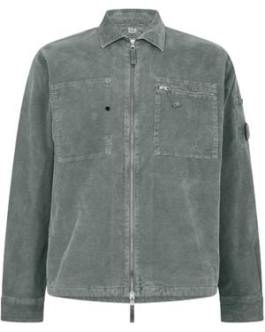 C.P. Company Corduroy Long Sleeve Zip Overshirt - Green