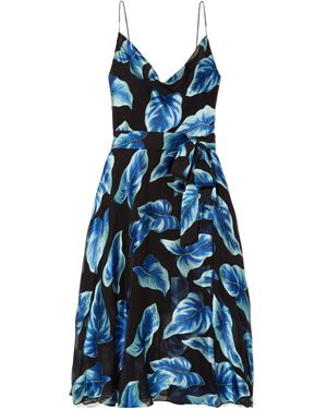 Alice + Olivia Casual Embroidered Waist-Cinched Dress - Blue