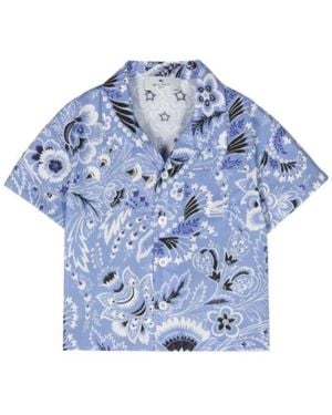 Etro Baby Solid-Colour Paisley Shirt - Blue