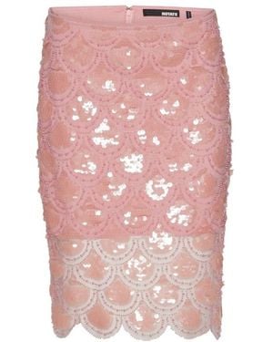 ROTATE BIRGER CHRISTENSEN Sequin-Embellished Mesh Pencil Skirt - Pink