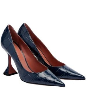 AMINA MUADDI Crocodile Print High Heels - Blue