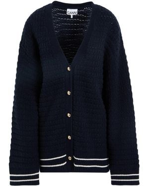 Ganni Long Sleeves Cardigans - Blue