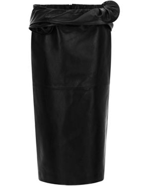 Magda Butrym Draped Leather Midi Skirt - Black
