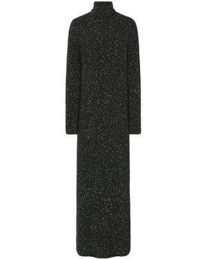 The Row Melani Charcoal Melange Cashmere Dress - Black