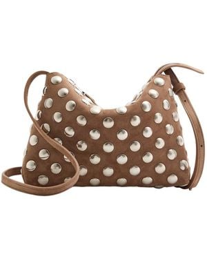KHAITE Lina Medium Studded Suede Cross-Body Bag - Brown