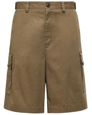 Moncler Cotton Gabardine Cargo Shorts - Green