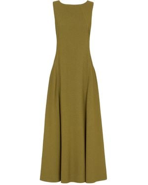 Fendi Back V-Shaped Sleeveless Midi Dress - Green