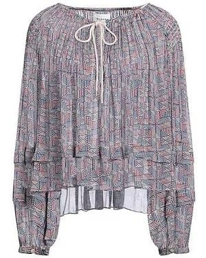 Isabel Marant Floral Chiffon Long-Sleeve Top - Purple