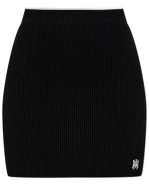 Amiri Logo Embroidered Ribbed Skirt - Black