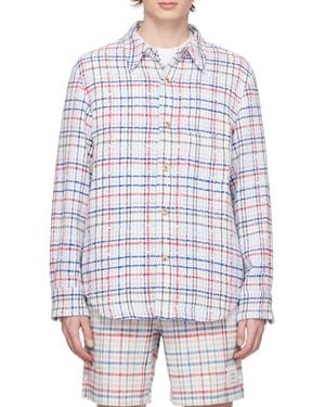 Thom Browne Gingham Check Buttoned Overshirt - White