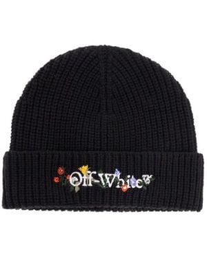 Off-White c/o Virgil Abloh Logo Embroidered Knitted Beanie - Blue